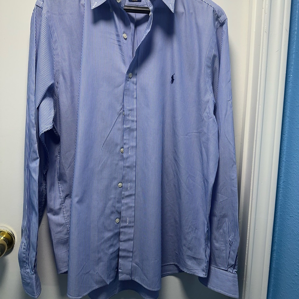 Ralph Lauren Classic Blue Pinstripe Dress Shirt